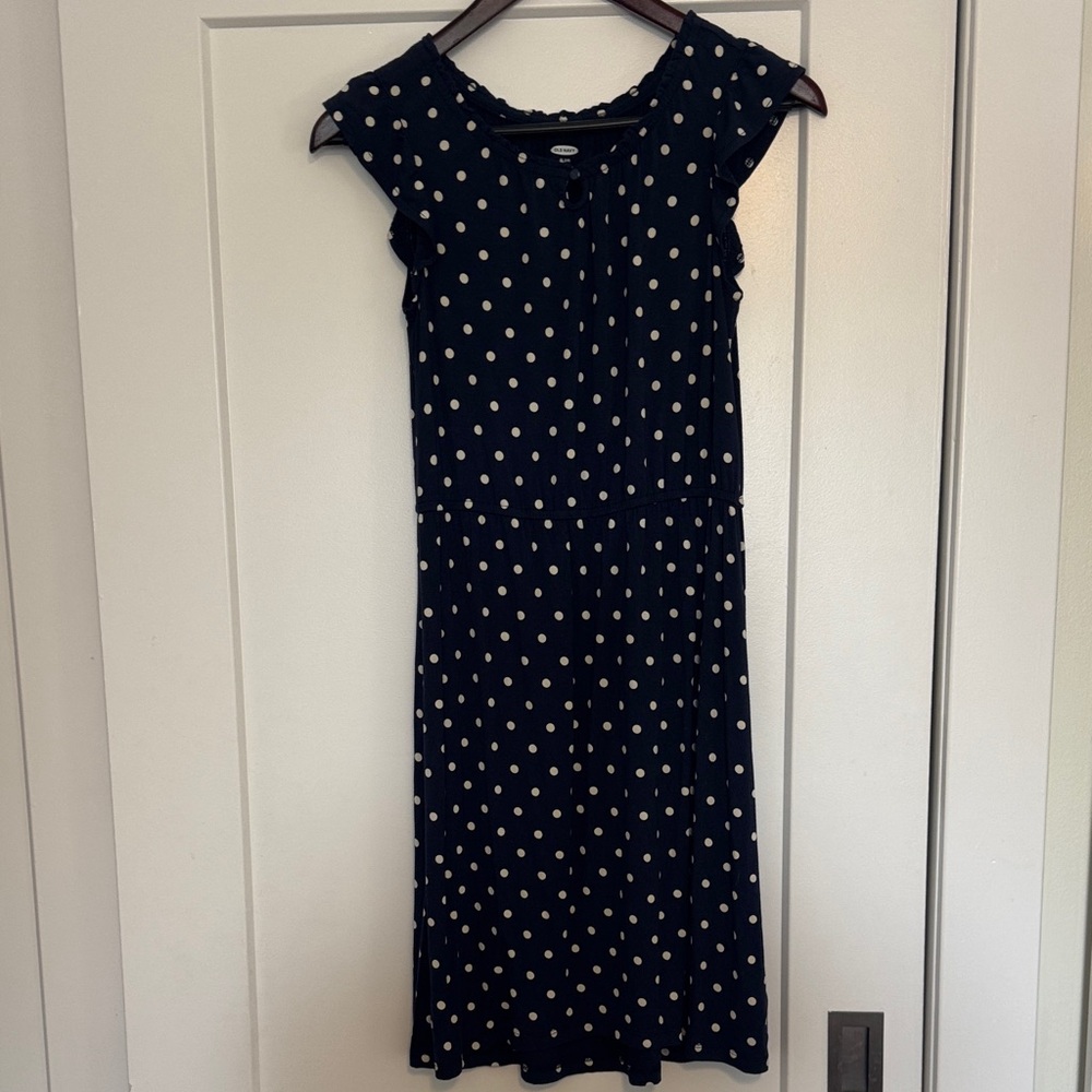 Old Navy Navy Blue Polka Dot Kids Dress